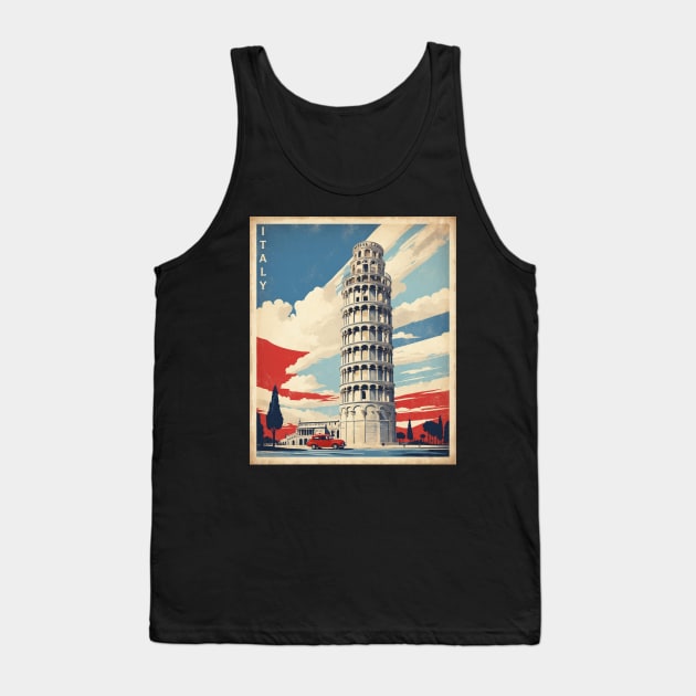 Leaning Tower of Pisa Italy Vintage Tourism Travel Poster Tank Top by TravelersGems
